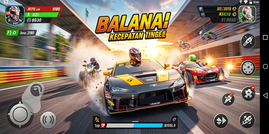 Tampilan gameplay balapan cepat dan menegangkan di 8180.