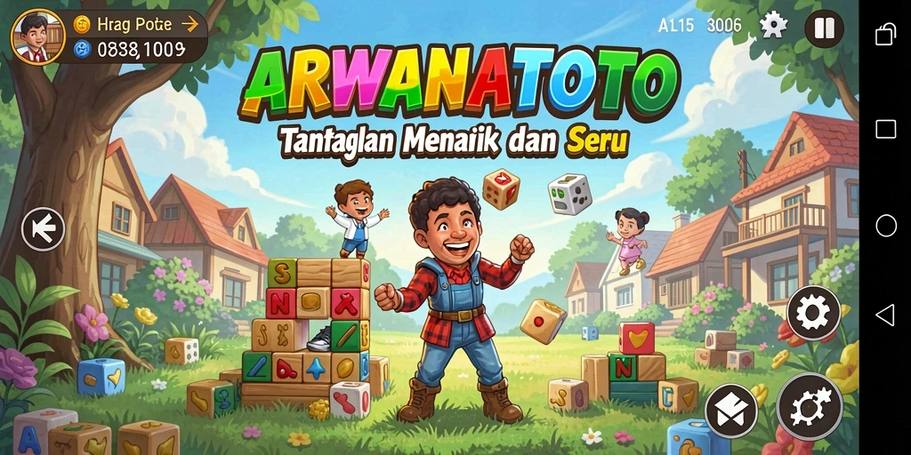 Tampilan gameplay ARWANATOTO yang penuh warna dalam tantangan puzzle.