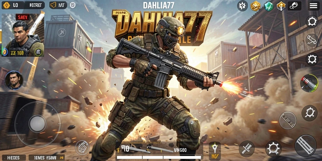 Screenshot DAHLIA77 menampilkan aksi seru dalam gameplay Battle Royale.