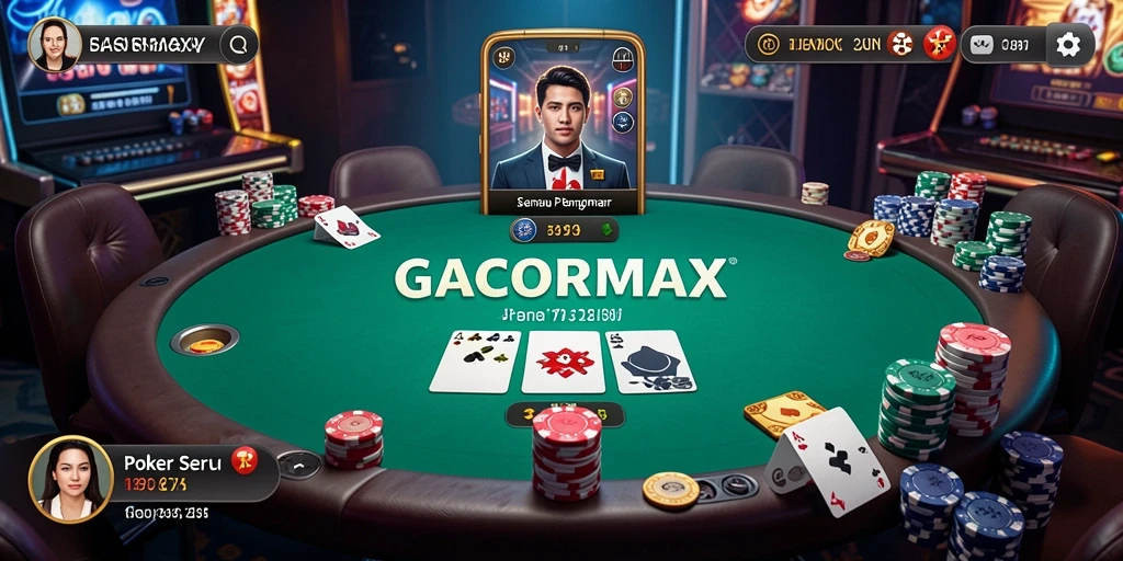 Screenshot GACORMAX menampilkan suasana permainan poker yang seru dan interaktif.
