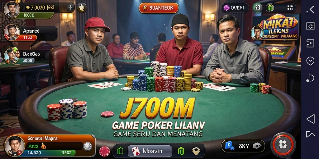 Screenshot gameplay J200M dengan grafis poker yang menarik.