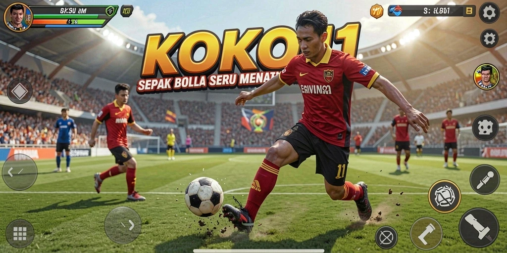 Tampilan gameplay KOKO11 yang mendebarkan saat pertandingan sepak bola.