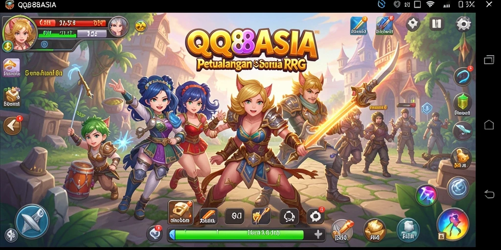 Tangkapan layar menampilkan pertarungan seru di QQ88ASIA dengan karakter yang beraksi.