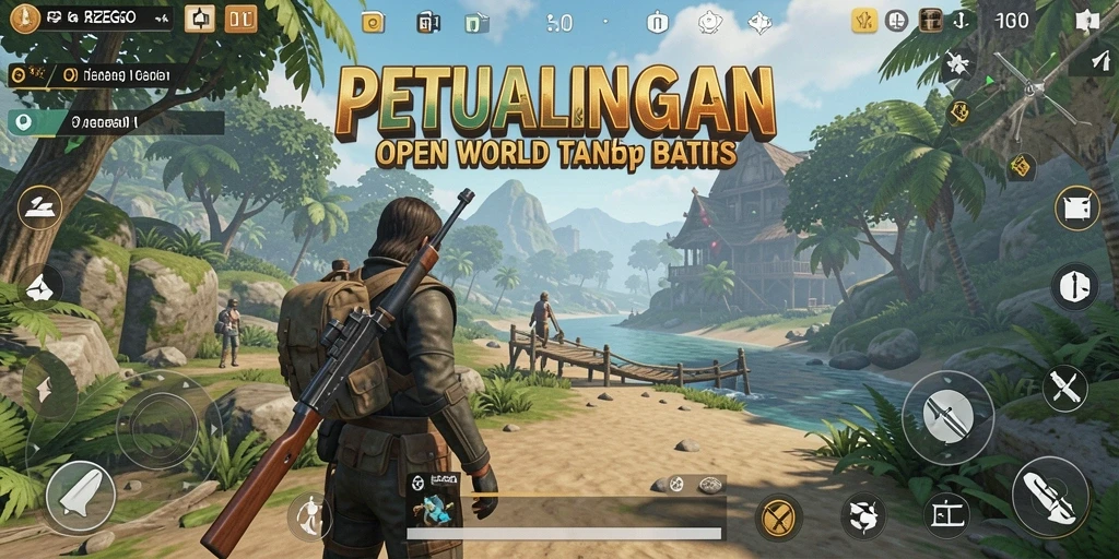 Tangkapan layar gameplay menampilkan petualangan seru di dunia terbuka.