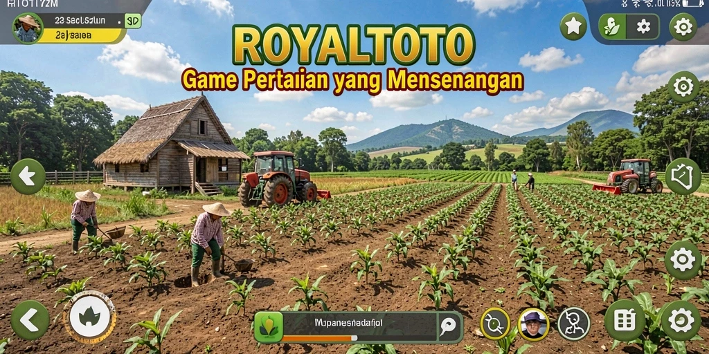 Tampilan gameplay <strong>ROYALTOTO</strong> yang seru dan interaktif di lahan pertanian.