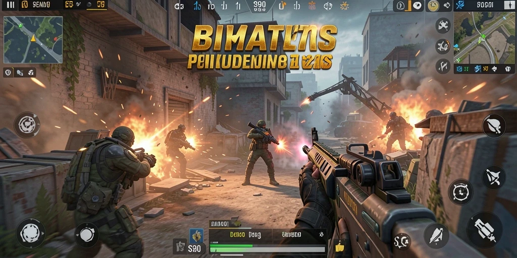 Screenshot utama S80 menampilkan pertempuran intens dalam game FPS.