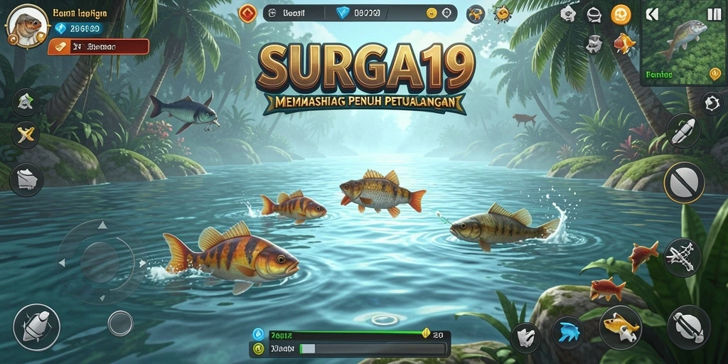 Tampilan gameplay SURGA19 dengan mode memancing yang seru dan menantang.