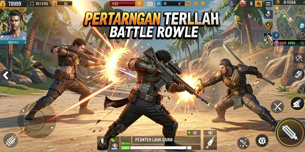 Screenshot menampilkan aksi seru dalam gameplay Battle Royale T9999.