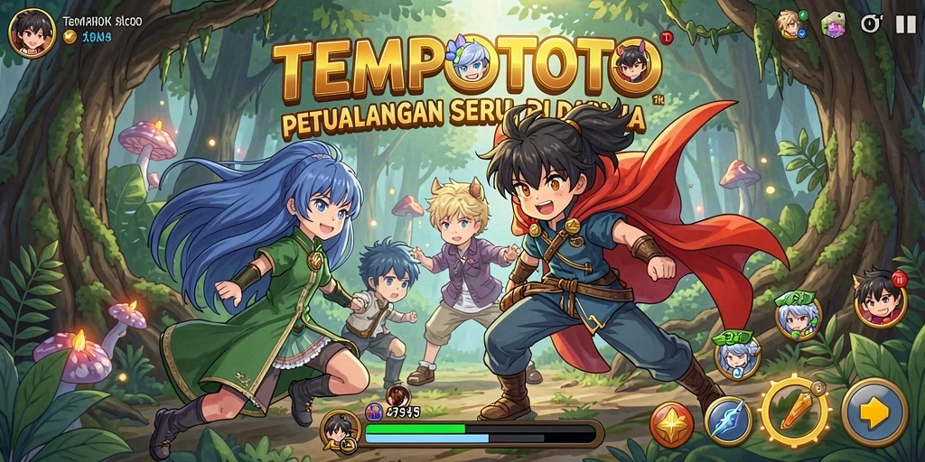 Tampilan gameplay mengasyikkan dengan karakter anime beraksi.
