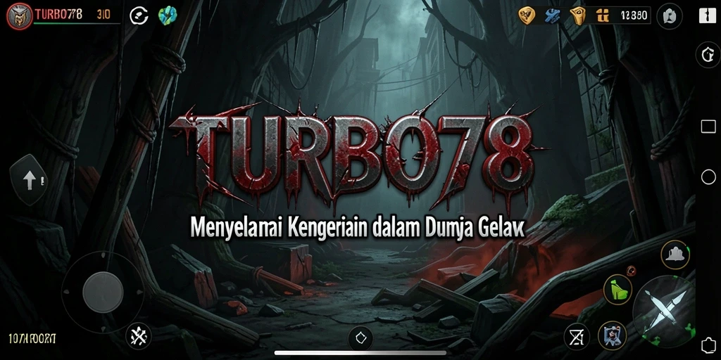 Screenshot gameplay menegangkan dari TURBO78 yang menampilkan suasana horror.