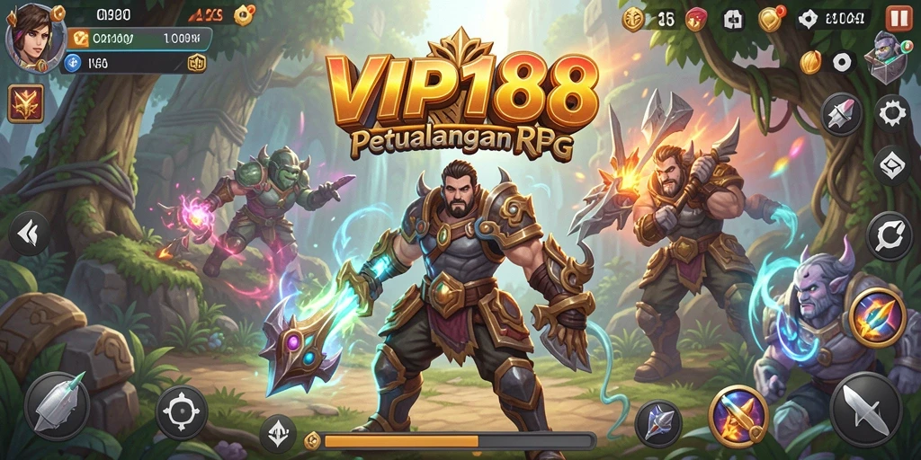 Screenshot gameplay menampilkan pertarungan epik dalam dunia RPG.