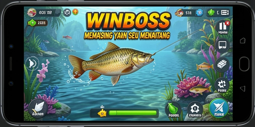 Gameplay WINBOSS menampilkan keindahan memancing yang menawan dan tantangan seru.